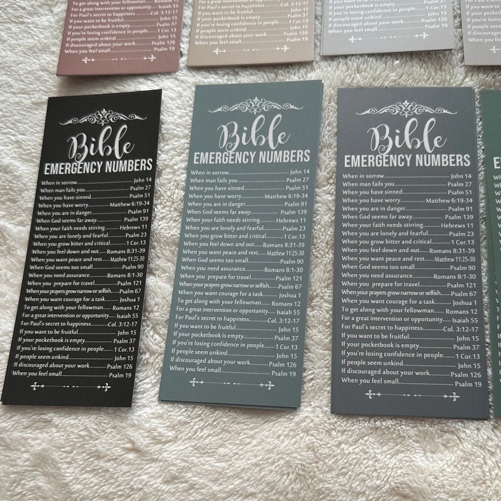 Bible Emergency Numbers Bookmarks Set of 20 6” x 2.5” Invitation to Christ NWT